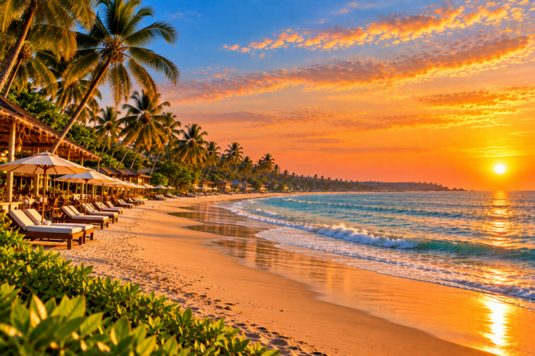 Quiet palm-lined South Goa resort beach representing a Benaulim versus Varca comparison
