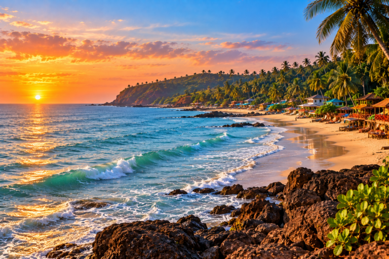 Quiet tropical beach scenery representing Betalbatim in South Goa