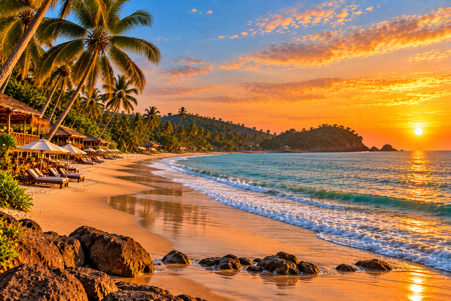 Quiet South Goa beach at sunset representing a Palolem versus Patnem stay comparison