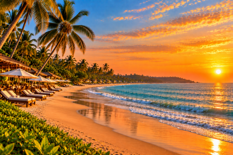 Spacious South Goa resort beach at sunset representing a Varca versus Cavelossim comparison